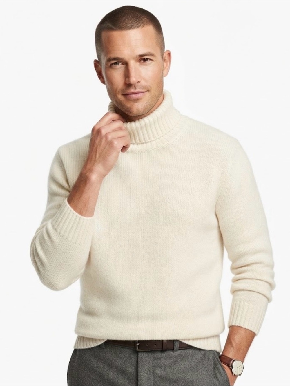 Vintage Orvis 100% Lambswool Chunky Turtleneck Sweater Cream Ivory Size L